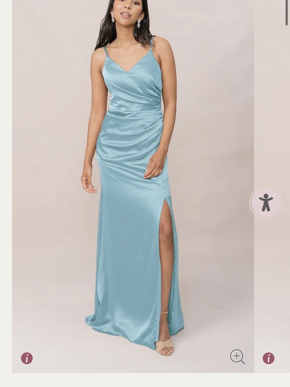 Revelry Rory Bridesmaid Satin V-Neck Ruched Slip Gown in Light Blue